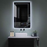 Specchio LED Verticale | Pulsanti touch | Funzione anti-appannamento | Luce bianca fredda - Reyze Serie Good Vibes Modello 3